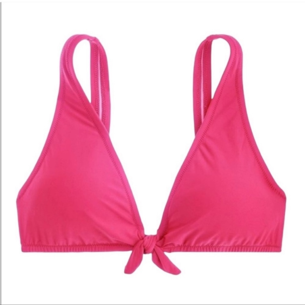 JCrew Tie Front Bikini Top Fushia Bloom XS